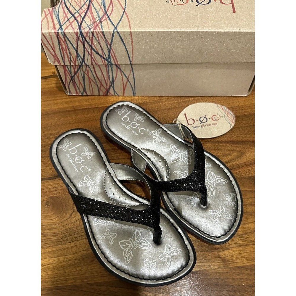 Born BOC Girl's‎ Size 13 Black Sparkle Sandals, NIB New
